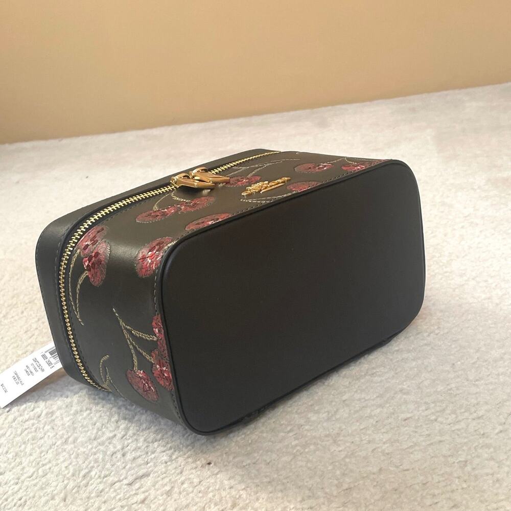 Coach CDC13 Black Cherry Print Cosmetic Makeup Travel Case - Picture 9 of 13